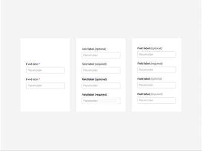 Required and optional fields enterprise softawre ui