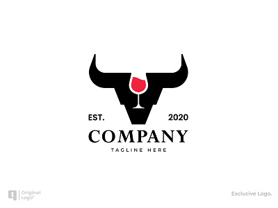 Wine Bull Logo alcohol buffalo bull design glas head icon illustration illustrator logo minimalis modern party power red simple strong style wine winebulllogo