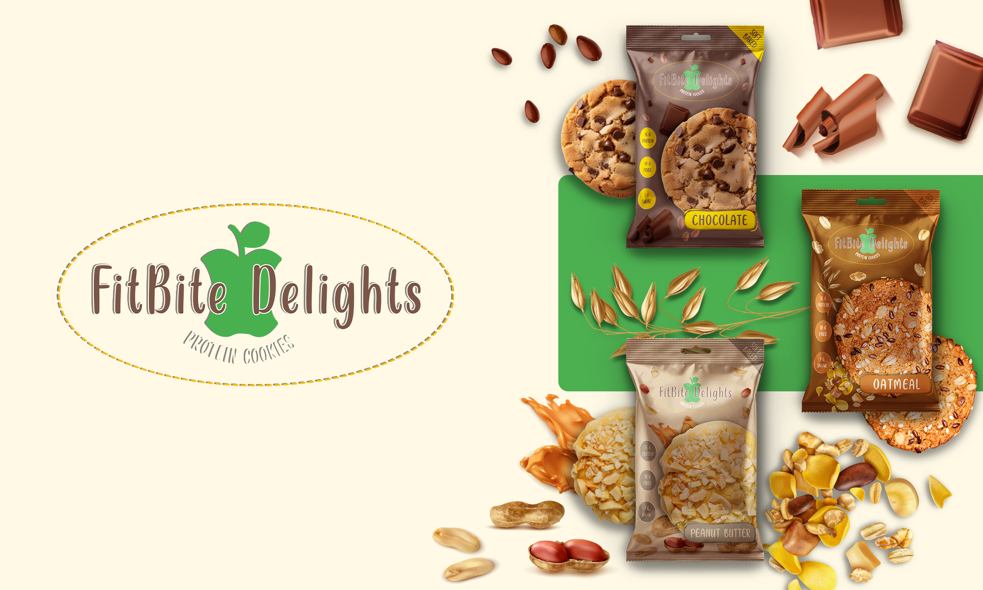 FitBite Delights - Package Design artwork color palette graphic design logo packaging typography visual design