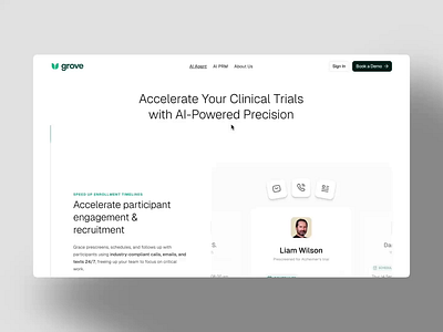 Grove Website ai artificial intellegent design framer framer development illustration landingpage ui website