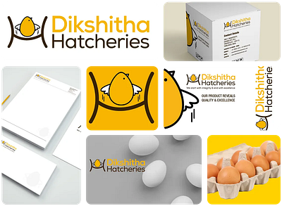 Dikshitha Hatcheries egg graphic design hatcheries logo logo design mockup package yellow