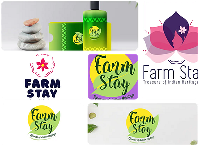 Farm Stay beauty graphic design green logo nature pink spa wellness