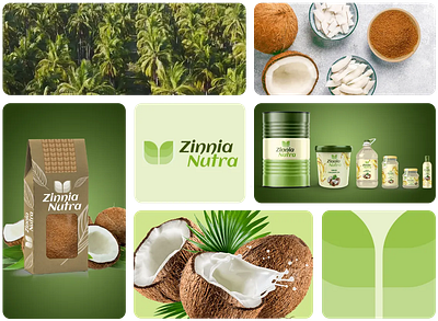 Zinnia Nutra branding coconut coconut farming coconut logo coconut oil coconut sugar graphic design green logo package package design