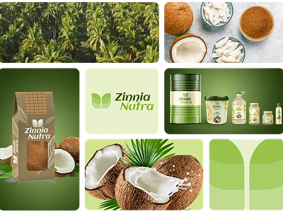 Zinnia Nutra branding coconut coconut farming coconut logo coconut oil coconut sugar graphic design green logo package package design