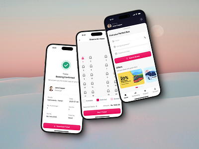 Bus Ticket Booking App app design booking app bus ticket booking clean creative design product design ui