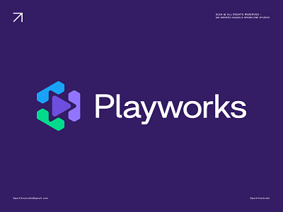 Playworks - Play Logo design free logo illustration letter logo logo design logotype mark monogram play icon play logo symbol typography