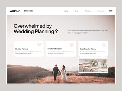 WDING-Wedding Planning Website 💍 clean creative design header invitations templates luxcery luxury marriage minimal party plan shop templates trend ui uidesign uiux web website wedding