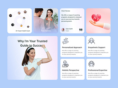 Health Coach Website Cards bento bento grid bento ui cards ui health coach landing page modern design ui ui bento ui landing page ux website website ui