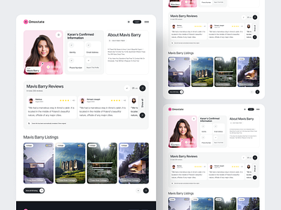 Omostate - Real estate website design - Host profile agent apartment business design home interface landing page real estate agency real estate landig page real property realestate realty stay ui user interface ux web web design webdesign website
