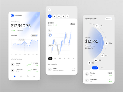 Crypto Portfolio Tracker App app apps bitcoin branding clean crypto design exchange futuristic graphic design illustration market modern portfolio simple tracker trading ui ux website