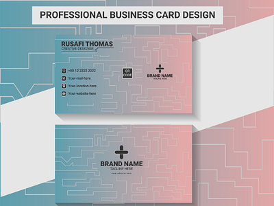 Professional & Simple Business Card Design bi fold business card card flyer id card illustretor photoshop tri fold