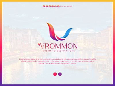 Vromon | Tour & Travel Agency Logo Design abstract logo bird logo branding creative logo custom logo design gradient logo graphic design logo logo design logo designer minimalist logo modern logo tour tour logo tourism logo travel agency travel logo travel logo design trip logo