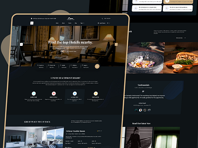 Modern Hotel & Restaurant Booking Website UI Design bookingwebsite hospitalitywebdesign hotelwebsitedesign luxuryhotels responsivedesign restaurantui ui webdesign webdesignshowcase