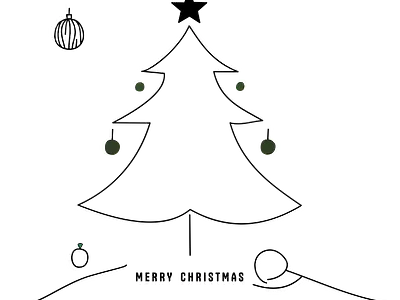 Festive Christmas Tree with Merry Christmas Text - Holiday art christmas christmas cat christmas tree cute design drawing funny happy holiday holiday vibes line art merry christmas minimalist santa claus simple snow stars typography winter