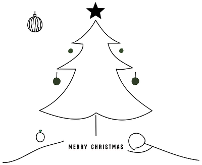 Festive Christmas Tree with Merry Christmas Text - Holiday art christmas christmas cat christmas tree cute design drawing funny happy holiday holiday vibes line art merry christmas minimalist santa claus simple snow stars typography winter