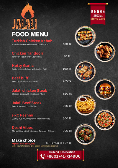 Kebab Special 1 Page Menu Card graphic design