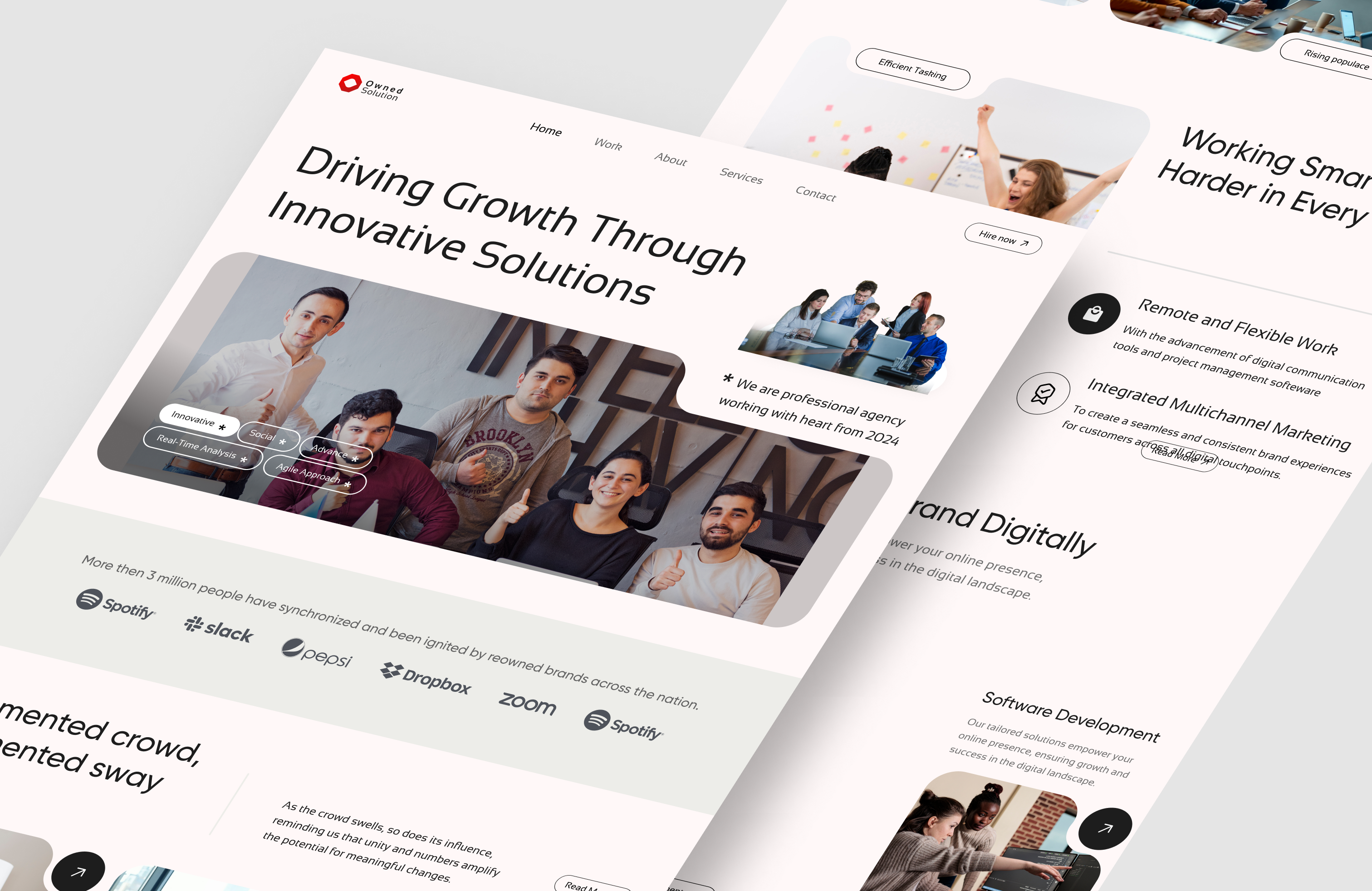 Owned - Digital Agency Landing Page Website agency agency landing page agency website agency website uiux branding digital marketing figma graphic design illustration landing page landing page design marketing marketing website minimal modern design modern landing page trending design typography ui uiux