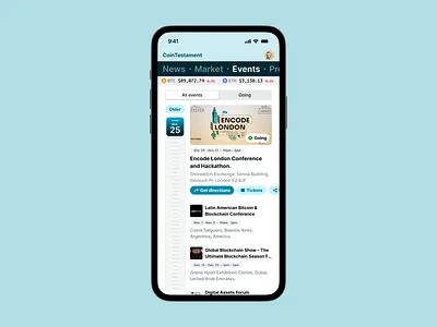Events app blockchain design ui ux web3