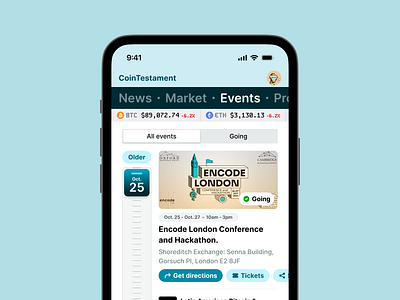 Events—up close app blockchain design ui ux web3