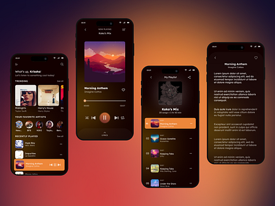 Music Player (Interactive) components design interactive interface mobile app music player playlist prototype song card