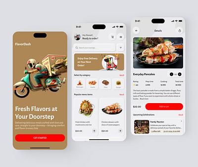 FlavorDash - Food Delivery App app design delivery delivery app design food delivery food delivery app food delivery service food lovers mobile mobile app design mobile application mobile design product design ui ui design uiux ux