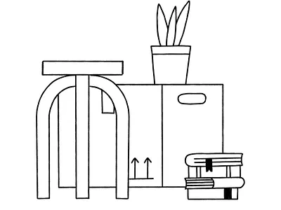 Moving Boxes 2d books box chair graphic design illustration interior moving procreate things ui