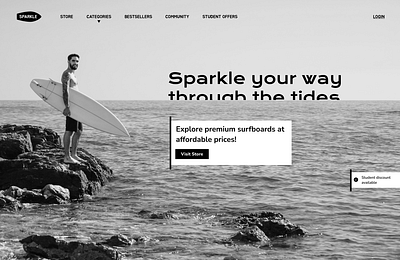 Landing page- Surfboard selling website graphic design ui