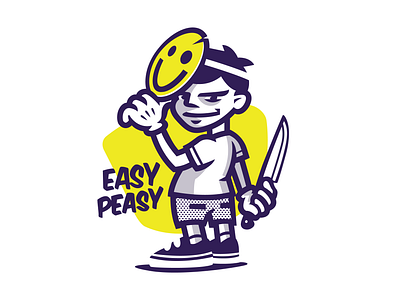 the boy boy cartoon illustration knife logo maniac smile