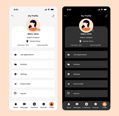 User Profile Light & dark mode. Daily Ui Challenge 006 daily ui design graphic design ui uiux ux