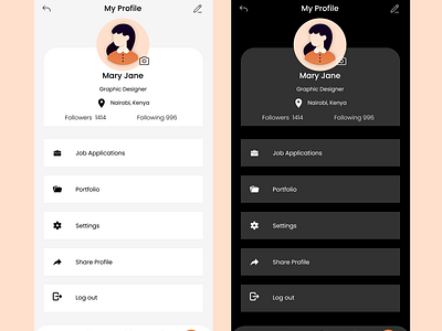 User Profile Light & dark mode. Daily Ui Challenge 006 daily ui design graphic design ui uiux ux