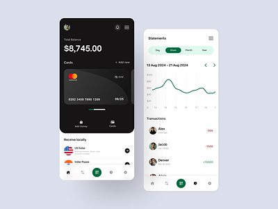 Personal Finance Tracker UI agency analytics app design concept credit card dark dark mode dark mode design design mobile new design tracker tracking app transaction ui concept ui design ux concept ux design website