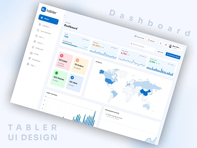 Tabler - Dashboard UI Design analytics b2b component crm dashboard employee finance interface minimal polaries product revenue saas saas dashboard sales shopify ui ui ux visual design web