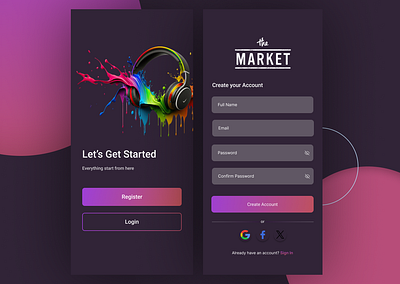 Sign Up Form UI Design app art branding design dialyui dribble figma illustration interactive market online portfolio register screen shop sign text trend