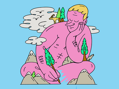 Draw Yourself character character design draw drawing man mountains nature sitting zen