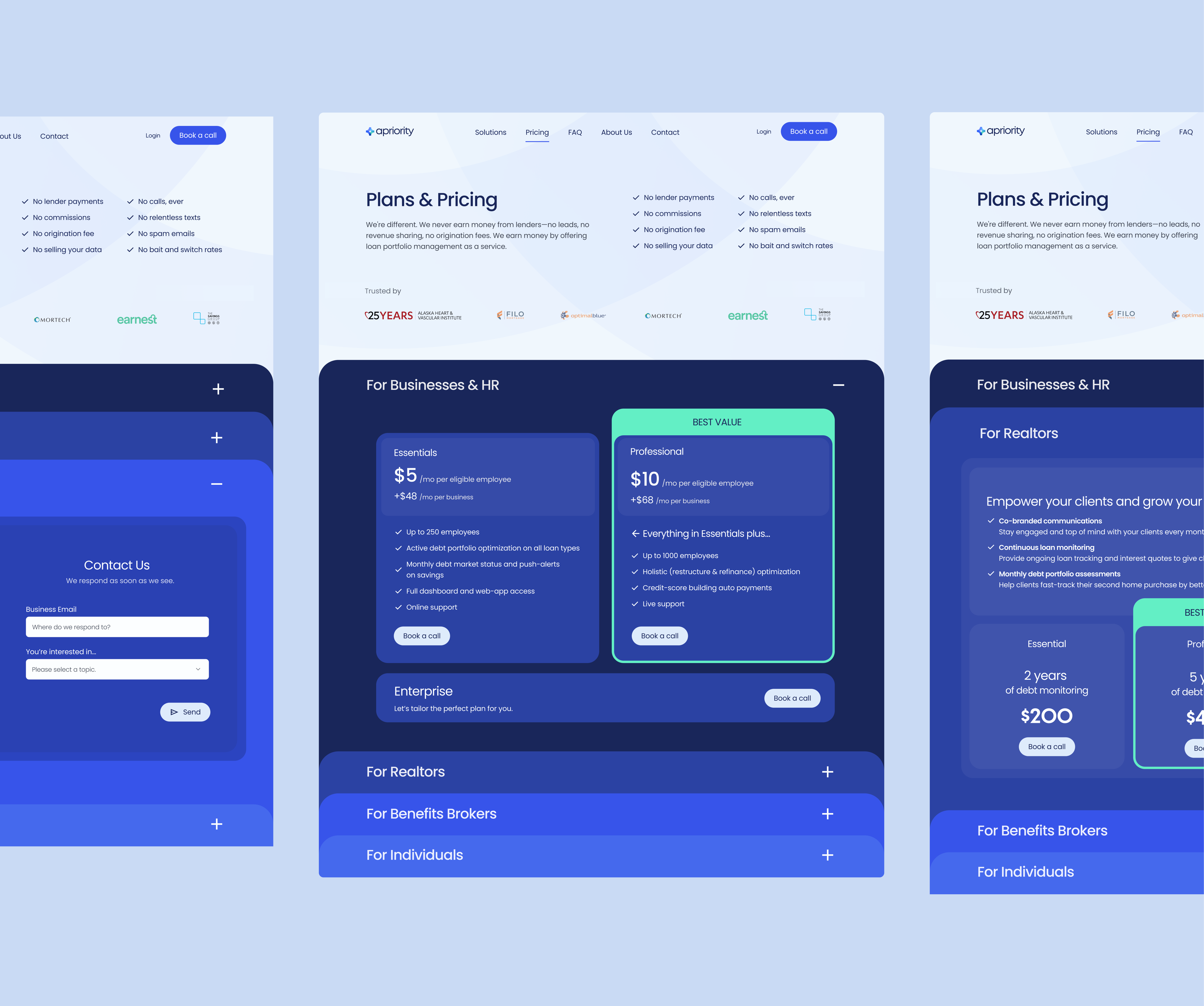 #36 - Apriority Pricing b2b b2c brand logos branding design desktop fintech landing page lp pricing pricing plans redesign saas social proof startup ui ux web design