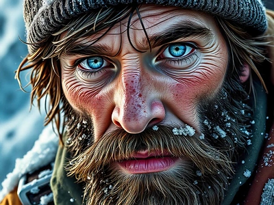 Frozen Resolve: A Gritty Portrait of Determination adventure coldweather determination extremeconditions face illustration freepik frozen frozenlandscape mountainclimbing mountaineer mountaineering naturephotography outdoor peakambition portraitphotography ruggedbeauty survival survivalspirit tracingflock weatheredface