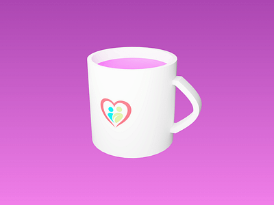 Custom Coffee Mug with Heart Logo Design 3d render blender art coffee mug custom logo family theme heart design minimalistic pink background product visualization