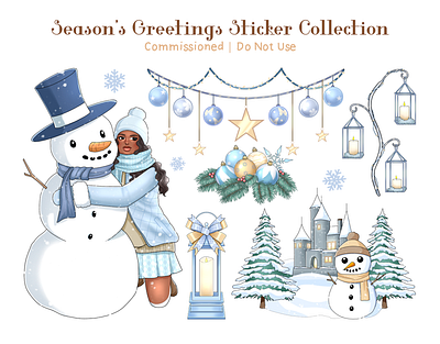 Sticker Sheets Commission | Winter Christmas 2d illustration cartoons character design christmas clip art collection commission december digital art editorial holiday icon design stickers winter