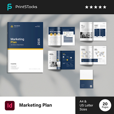 Marketing Plan Template a4 agency annual report branding brochure business business brochure company brochure corporate creative proposal design graphic design interior layout magazine modern print template