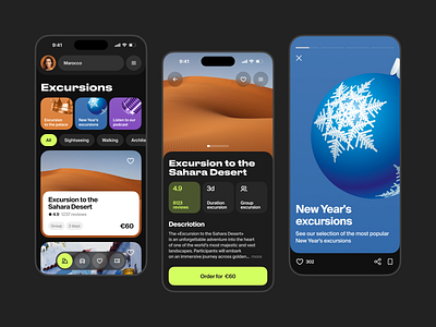 Booking excursions app design ui