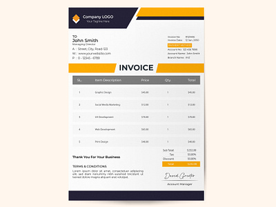 Invoice Design 3d brand identity branding business company corporate creative design graphic design illustration invoice invoice design logo