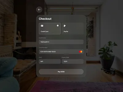 Spacial Checkout UI - VisionOS apple clean ios minimalist ui vision os vision pro