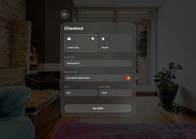 Spacial Checkout UI - VisionOS apple clean ios minimalist ui vision os vision pro