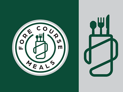 Fore Course Meals - Identity Design badge badge design bag brandmark circular delivery food golf graphic design identity design illustration lettering logo logo design logos modern patch restaurant sports tech