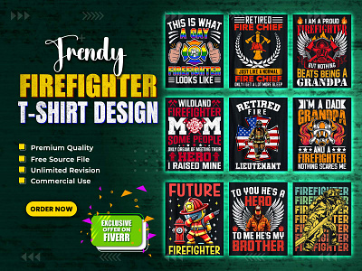 Firefighter T-Shirt Design Bundle