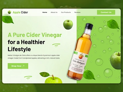 Product Hero Section Design apple banner cider drink e commerce food food and drink food website fresh fruit health homepage layout order organic traditional ui vinegar web template website