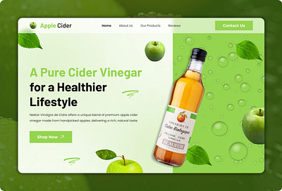 Product Hero Section Design apple banner cider drink e commerce food food and drink food website fresh fruit health homepage layout order organic traditional ui vinegar web template website