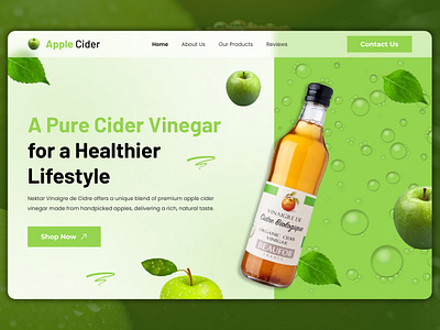 Product Hero Section Design apple banner cider drink e commerce food food and drink food website fresh fruit health homepage layout order organic traditional ui vinegar web template website