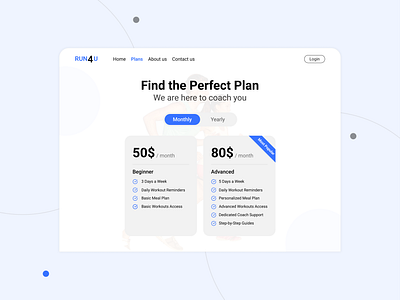 Run 4 U | Subscription Page UI app clean ui design landing plan price ui pricing product product design sports subscription subscription page subscription ui ui ui design ux ux design web website website ui