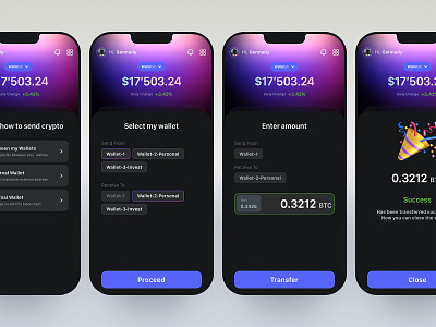 Crypto Transfer account app application art direction bright clean colourful crypto exchange flow ios method money prototype receive send swap transfer ux wallet